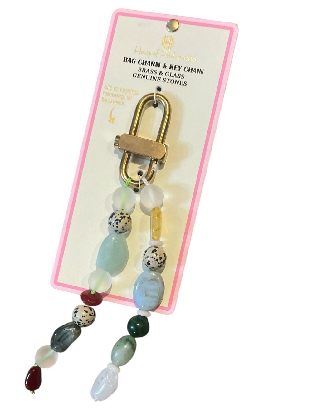 House of Harlow genuine stone bag charm and key chain NWT